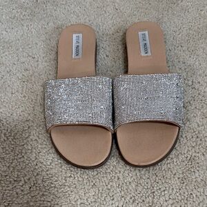Steve Madden Glittering Silver Slides